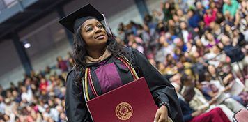 TWU nursing student on her commencement day