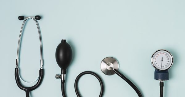 Close-up of stethoscope and blood pressure monitor