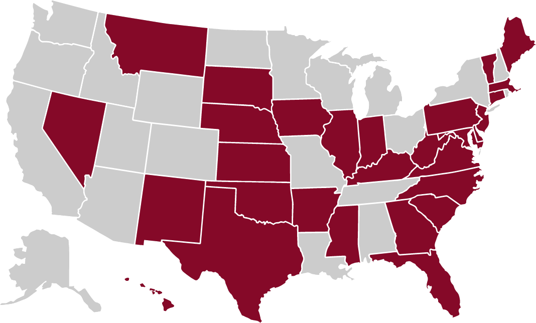 TWU Authorized States Map